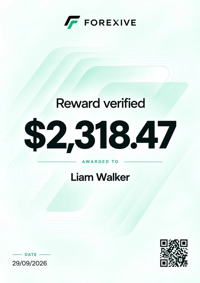 Reward $2,318.47 — Proudly presented to Liam Walker, September 29, 2026