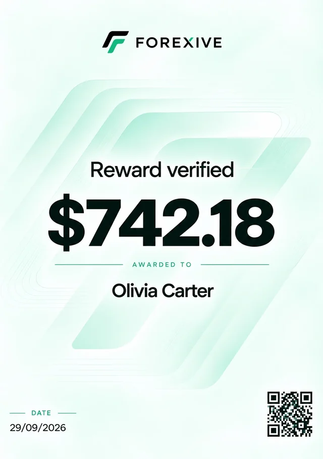 Reward $742.18 — Proudly presented to Olivia Carter, September 29, 2026